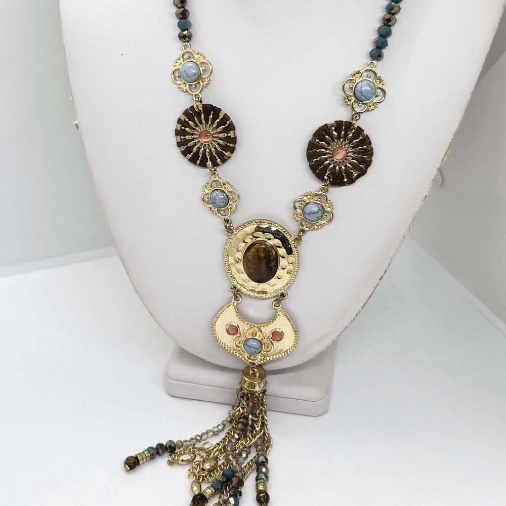 1946 Tigers Eye Tassel‎ Necklace